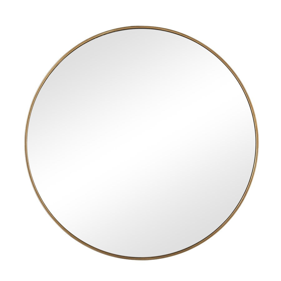 Atlas Lighting Delk 35.5in Round Wall Mirror | Transitional Brass Metal Frame | Entryway & Powder Room Accent | Model MI11092-01