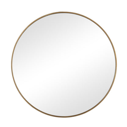 Atlas Lighting Delk 35.5in Round Wall Mirror | Transitional Brass Metal Frame | Entryway & Powder Room Accent | Model MI11092-01