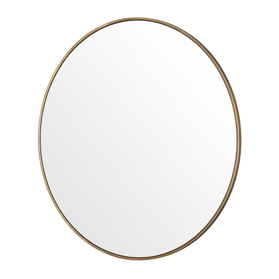 Atlas Lighting Delk 35.5in Round Wall Mirror | Transitional Brass Metal Frame | Entryway & Powder Room Accent | Model MI11092-01