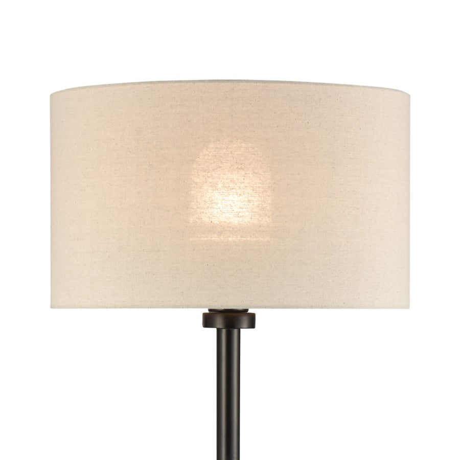 Atlas Lighting Musee 62in 1-Light Outdoor Floor Lamp | Transitional Gray Stone and Black Metal with Gray Fabric Shade | Covered | Model OL11002-GY