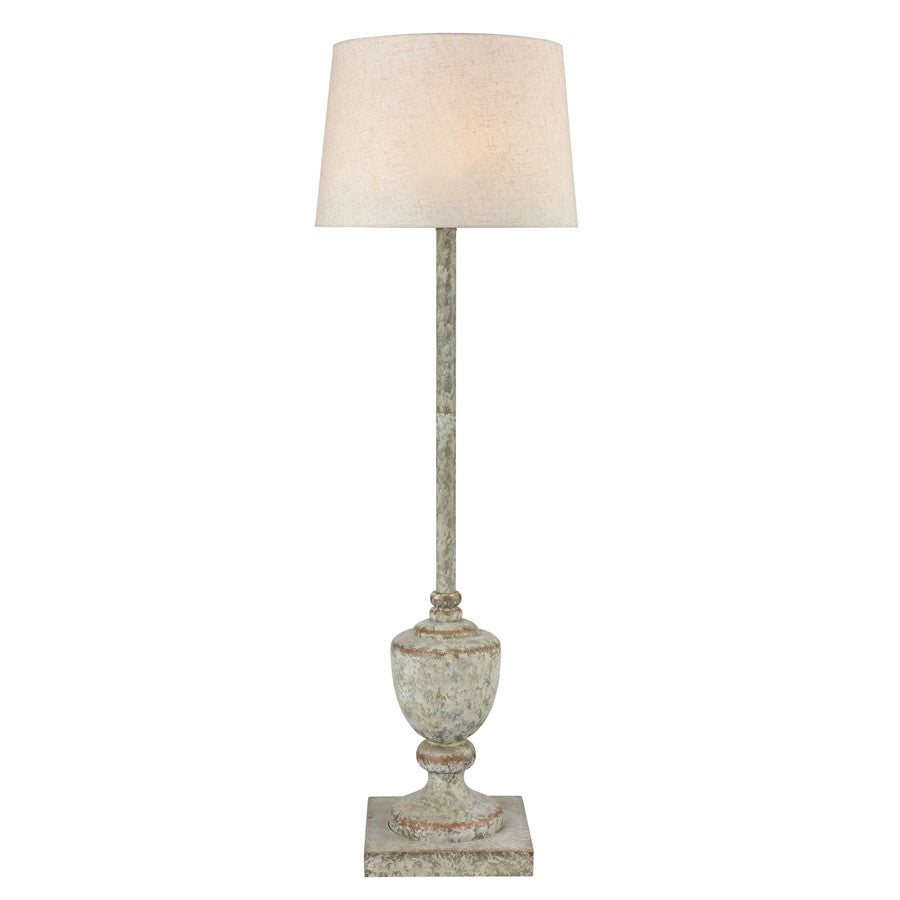 Atlas Lighting Regus 51in 1-Light Outdoor Floor Lamp | Transitional Antique Gray and Natural Fabric Shade | Porch & Patio Reading | Model OL11003-GY