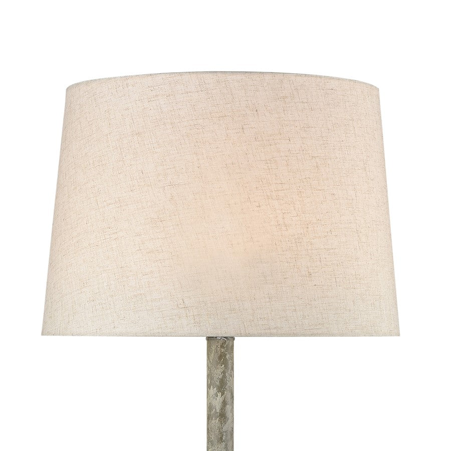 Atlas Lighting Regus 51in 1-Light Outdoor Floor Lamp | Transitional Antique Gray and Natural Fabric Shade | Porch & Patio Reading | Model OL11003-GY