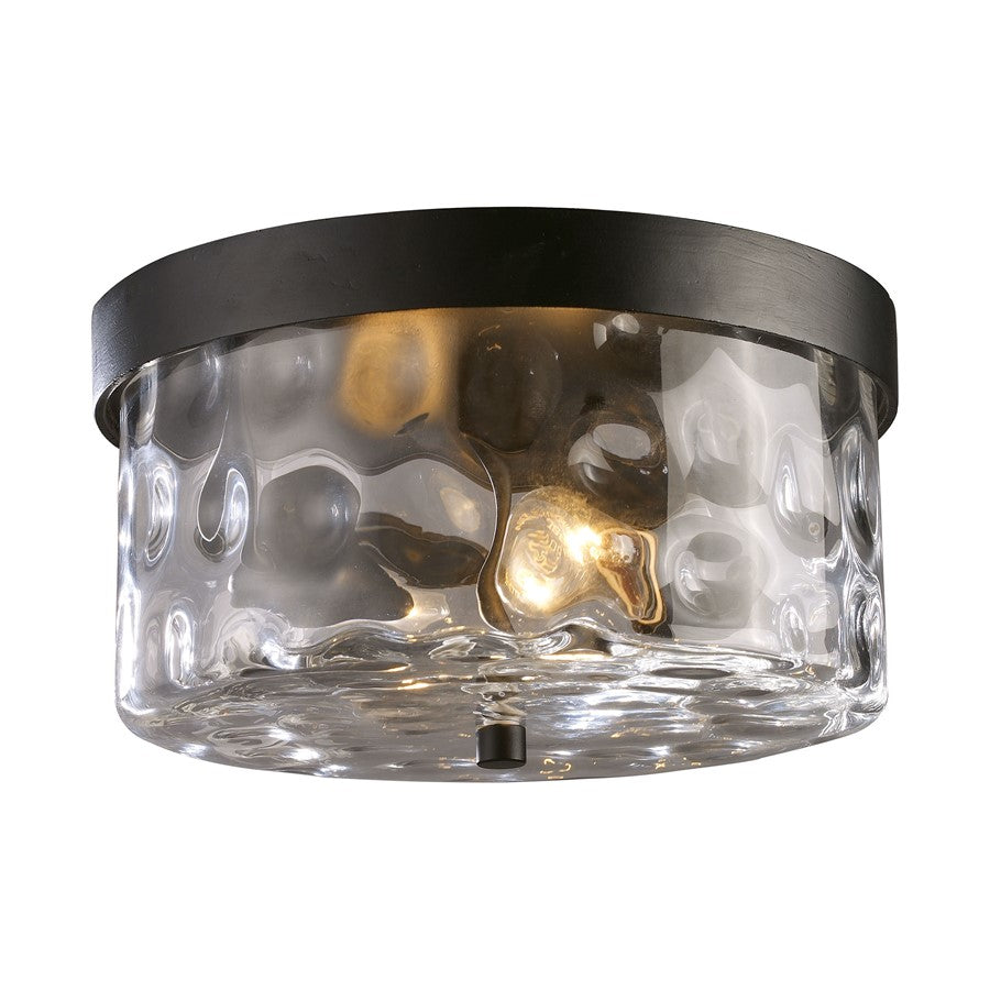 Atlas Lighting Grand Aisle 11in 2-Light Outdoor Flush Mount | Transitional Hazelnut Bronze and Clear Textured Glass | Porch | Model OL11007-BZ
