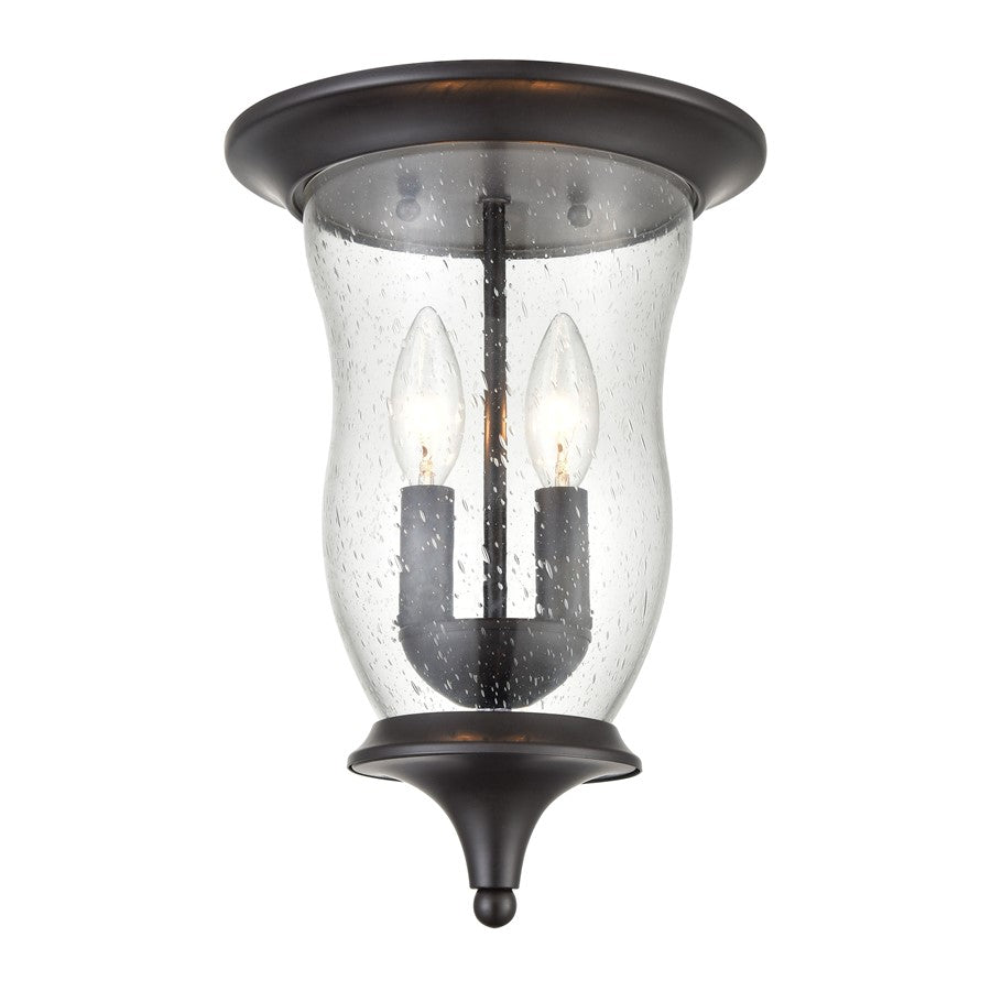 Atlas Lighting Trinity 9in 2-Light Outdoor Flush Mount | Traditional Oil Rubbed Bronze and Clear Seeded Glass | Covered Patio | Model OL11011-BZ