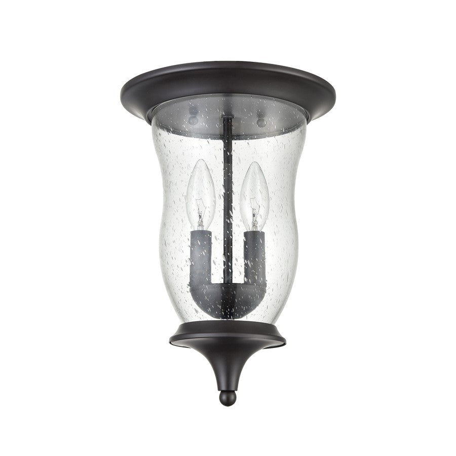 Atlas Lighting Trinity 9in 2-Light Outdoor Flush Mount | Traditional Oil Rubbed Bronze and Clear Seeded Glass | Covered Patio | Model OL11011-BZ