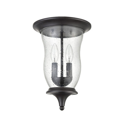 Atlas Lighting Trinity 9in 2-Light Outdoor Flush Mount | Traditional Oil Rubbed Bronze and Clear Seeded Glass | Covered Patio | Model OL11011-BZ