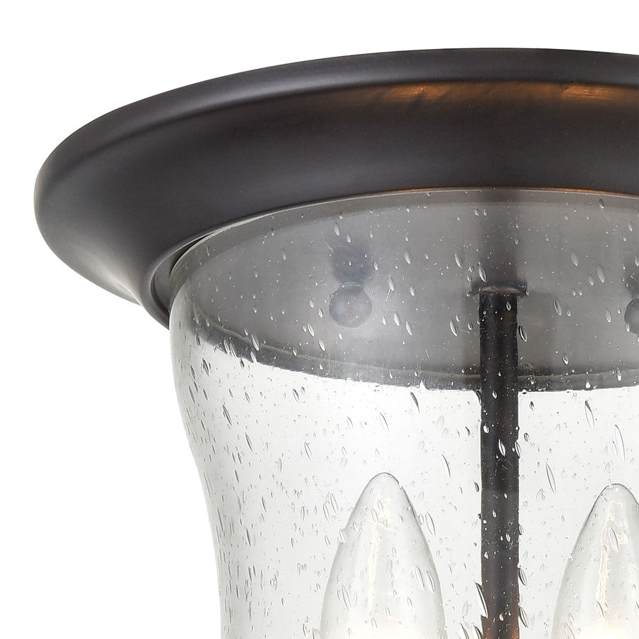 Atlas Lighting Trinity 9in 2-Light Outdoor Flush Mount | Traditional Oil Rubbed Bronze and Clear Seeded Glass | Covered Patio | Model OL11011-BZ