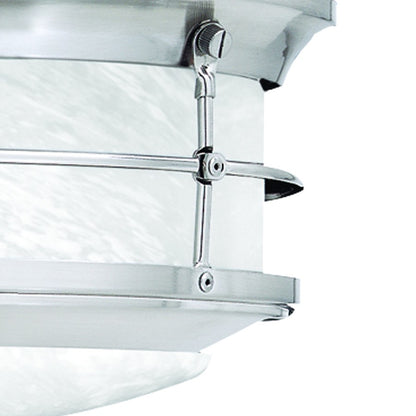 Atlas Lighting Verglas 11in 2-Light Outdoor Flush Mount | Transitional Brushed Nickel and White Glass | Covered Patio & Entryway | Model OL11012-NK
