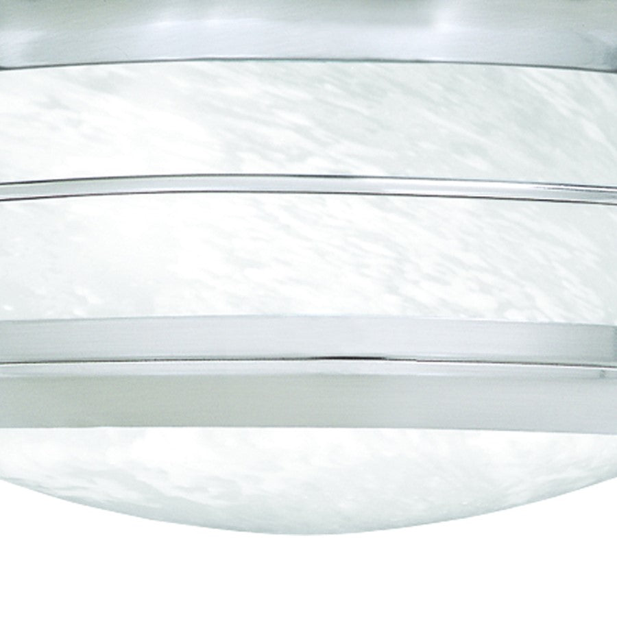 Atlas Lighting Verglas 11in 2-Light Outdoor Flush Mount | Transitional Brushed Nickel and White Glass | Covered Patio & Entryway | Model OL11012-NK
