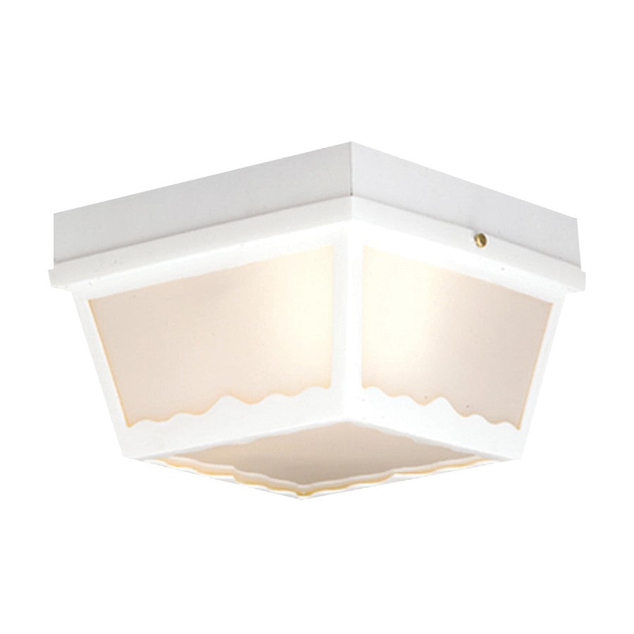 Atlas Lighting Wavy 10in 2-Light Outdoor Flush Mount | Transitional White and White Glass | Covered Patio & Entryway | Model OL11013-WH