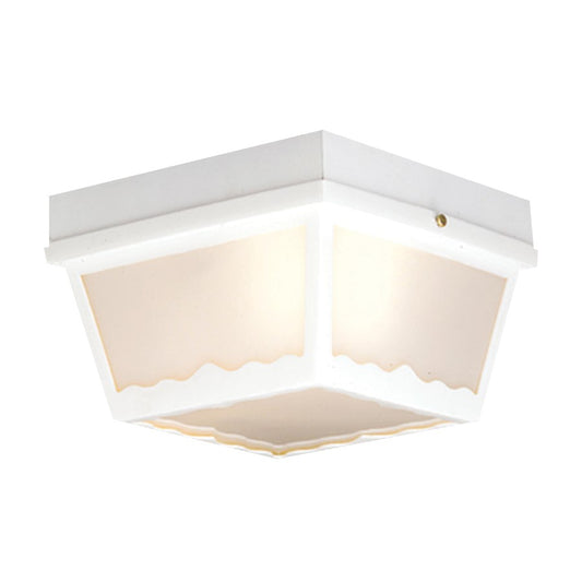 Atlas Lighting Wavy 10in 2-Light Outdoor Flush Mount | Transitional White and White Glass | Covered Patio & Entryway | Model OL11013-WH
