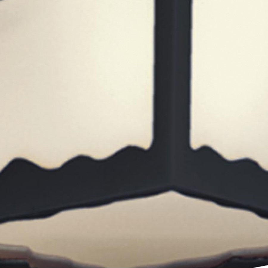 Atlas Lighting Wavy 8in 1-Light Outdoor Flush Mount | Traditional Black and White Glass | Covered Patio & Entryway | 8 x 8 x 5 in | Model OL11014-BK