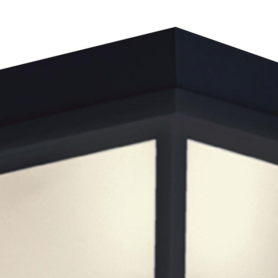 Atlas Lighting Wavy 8in 1-Light Outdoor Flush Mount | Traditional Black and White Glass | Covered Patio & Entryway | 8 x 8 x 5 in | Model OL11014-BK