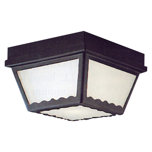 Atlas Lighting Wavy 9.5in 2-Light Outdoor Flush Mount | Transitional Black and White Glass | Covered Patio & Entryway | Model OL11015-BK