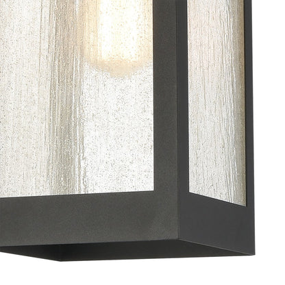 Atlas Lighting Angus 7in 1-Light Outdoor Pendant | Transitional Charcoal and Clear Seeded Glass | Covered Patio & Entryway | Model OL11016-BK