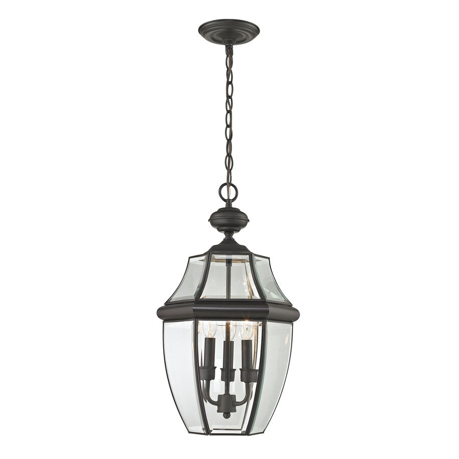 Atlas Lighting Ashford 12in 3-Light Outdoor Pendant | Traditional Oil Rubbed Bronze and Clear Glass | Covered Patio & Entryway | Model OL11017-BZ