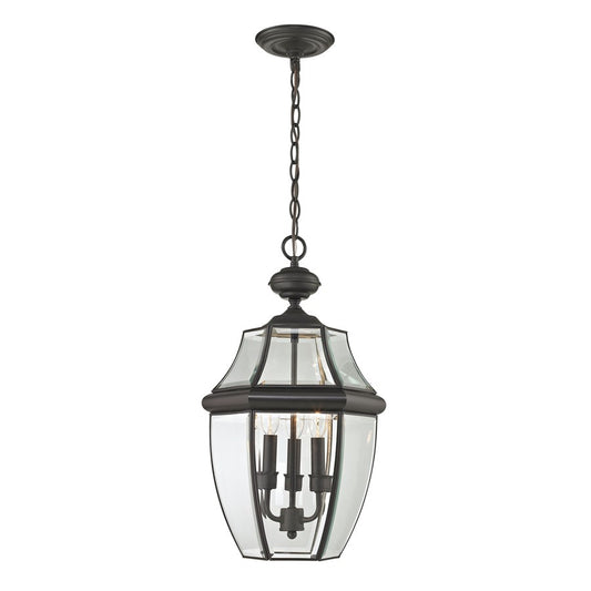Atlas Lighting Ashford 12in 3-Light Outdoor Pendant | Traditional Oil Rubbed Bronze and Clear Glass | Covered Patio & Entryway | Model OL11017-BZ