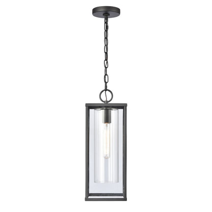 Atlas Lighting Augusta 7in 1-Light Outdoor Pendant | Transitional Matte Black and Clear Glass | Covered Patio & Entryway | Model OL11019-BK