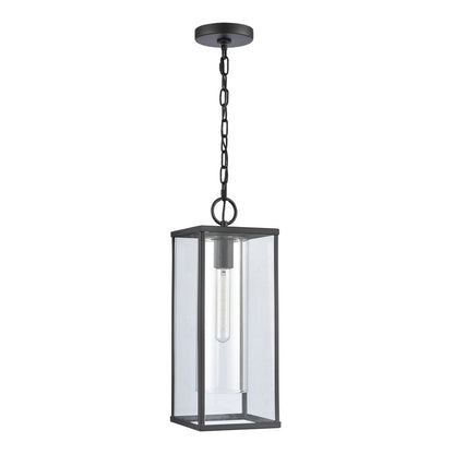 Atlas Lighting Augusta 7in 1-Light Outdoor Pendant | Transitional Matte Black and Clear Glass | Covered Patio & Entryway | Model OL11019-BK