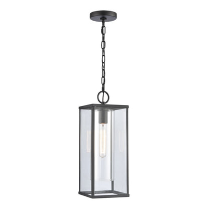 Atlas Lighting Augusta 7in 1-Light Outdoor Pendant | Transitional Matte Black and Clear Glass | Covered Patio & Entryway | Model OL11019-BK