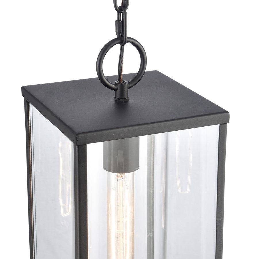 Atlas Lighting Augusta 7in 1-Light Outdoor Pendant | Transitional Matte Black and Clear Glass | Covered Patio & Entryway | Model OL11019-BK