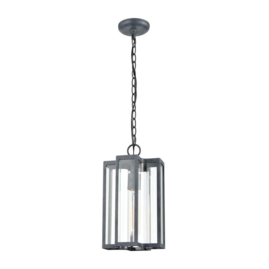 Atlas Lighting Bianca 8in 1-Light Outdoor Pendant | Transitional Aged Zinc and Clear Glass | Covered Patio & Entryway | Model OL11020-GY