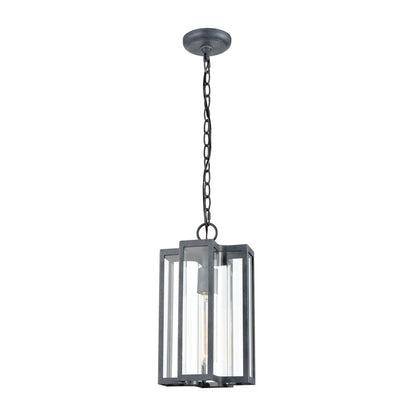 Atlas Lighting Bianca 8in 1-Light Outdoor Pendant | Transitional Aged Zinc and Clear Glass | Covered Patio & Entryway | Model OL11020-GY