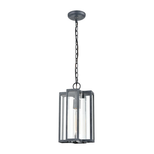 Atlas Lighting Bianca 8in 1-Light Outdoor Pendant | Transitional Aged Zinc and Clear Glass | Covered Patio & Entryway | Model OL11020-GY