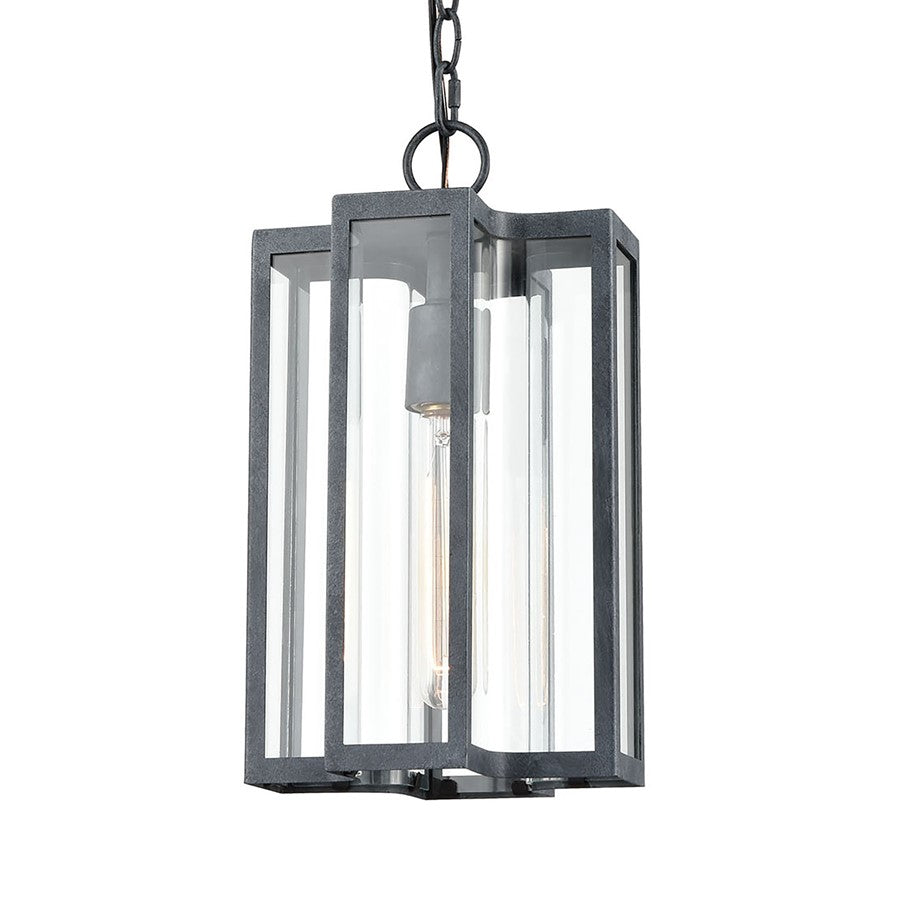 Atlas Lighting Bianca 8in 1-Light Outdoor Pendant | Transitional Aged Zinc and Clear Glass | Covered Patio & Entryway | Model OL11020-GY