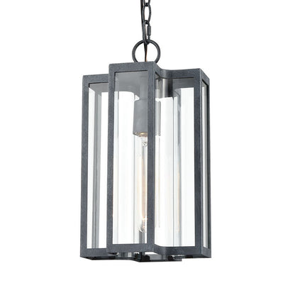 Atlas Lighting Bianca 8in 1-Light Outdoor Pendant | Transitional Aged Zinc and Clear Glass | Covered Patio & Entryway | Model OL11020-GY