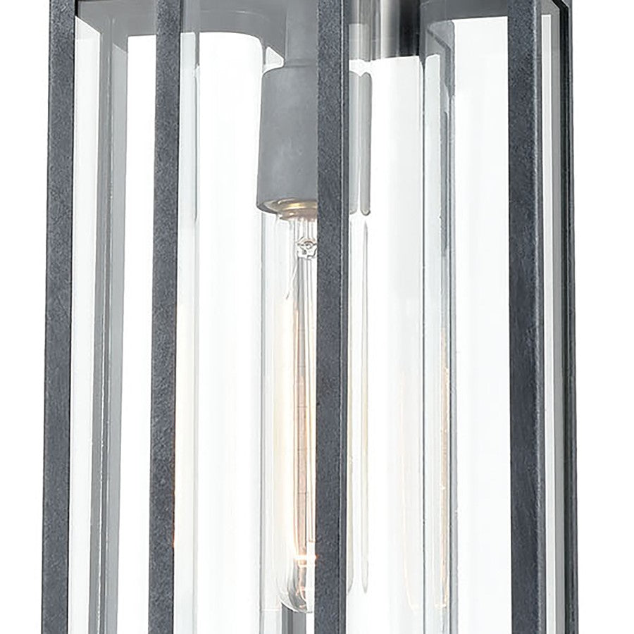 Atlas Lighting Bianca 8in 1-Light Outdoor Pendant | Transitional Aged Zinc and Clear Glass | Covered Patio & Entryway | Model OL11020-GY