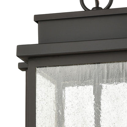 Atlas Lighting Braddock 10in 2-Light Outdoor Pendant | Transitional Architectural Bronze and Seeded Glass | Covered Patio | Model OL11021-BZ