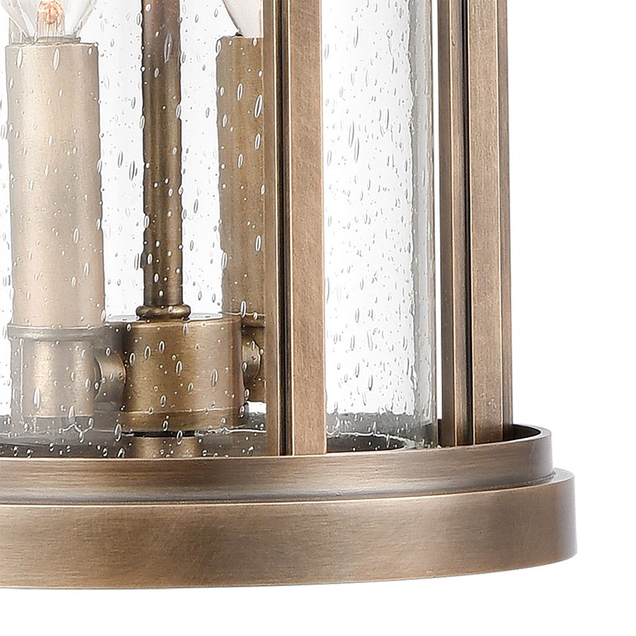 Atlas Lighting Brison 8in 2-Light Outdoor Pendant | Transitional Vintage Brass and Seeded Glass | Covered Patio & Entryway | Model OL11022-BS