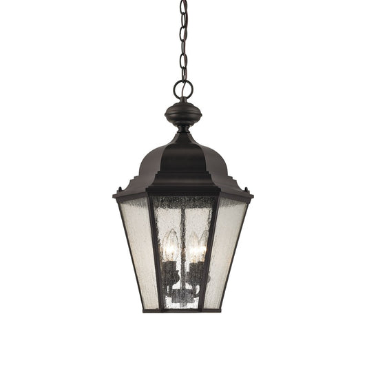 Atlas Lighting Cotswold 13in 4-Light Outdoor Pendant | Traditional Oil Rubbed Bronze and Clear Seeded Glass | Covered Porch | Model OL11026-BZ