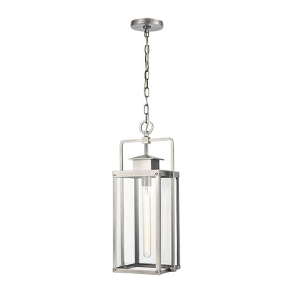 Atlas Lighting Crested Butte 9in 1-Light Outdoor Pendant | Transitional Antique Brushed Aluminum and Clear Glass | Covered Porch | Model OL11028-SV