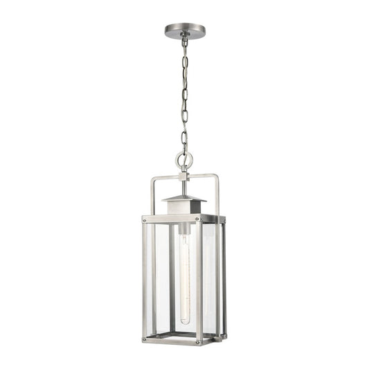 Atlas Lighting Crested Butte 9in 1-Light Outdoor Pendant | Transitional Antique Brushed Aluminum and Clear Glass | Covered Porch | Model OL11028-SV