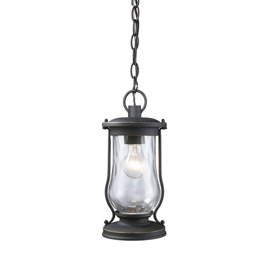 Atlas Lighting Farmstead 6in 1-Light Outdoor Pendant | Traditional Matte Black and Clear Glass | Covered Porch & Entryway | Model OL11030-BK