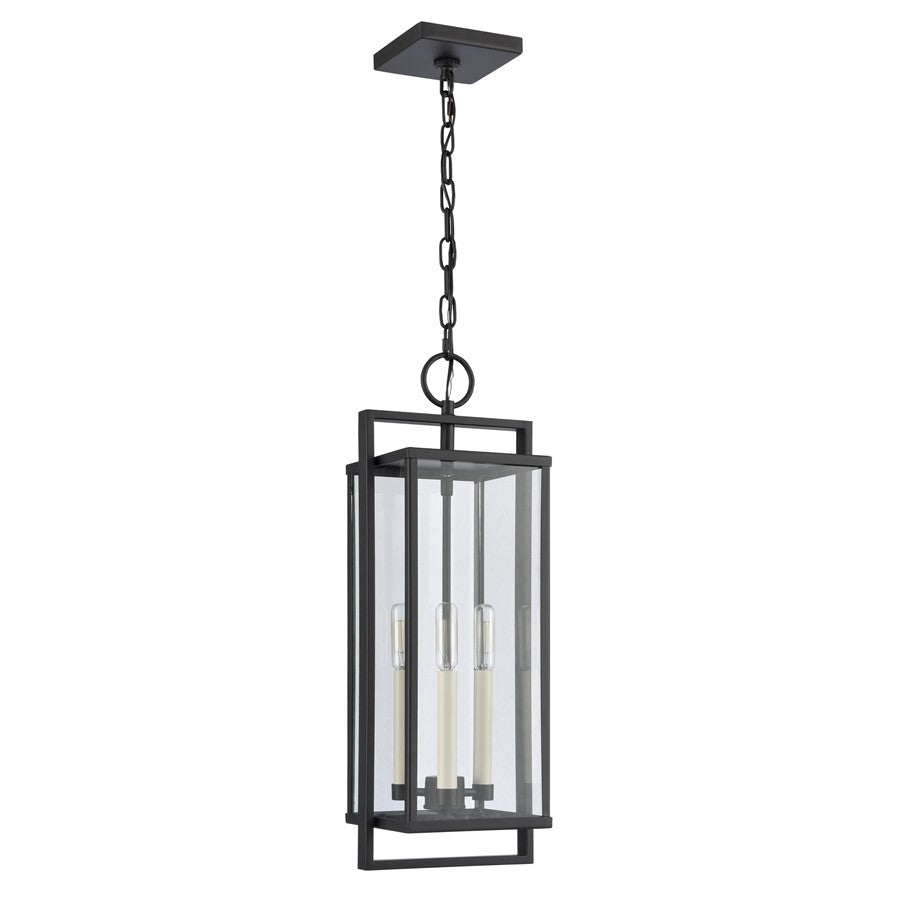 Atlas Lighting Gladwyn 8in 3-Light Outdoor Pendant | Transitional Matte Black and Clear Glass | Covered Porch & Entryway | Model OL11031-BK