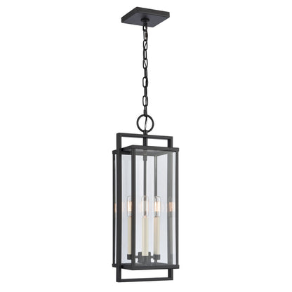Atlas Lighting Gladwyn 8in 3-Light Outdoor Pendant | Transitional Matte Black and Clear Glass | Covered Porch & Entryway | Model OL11031-BK