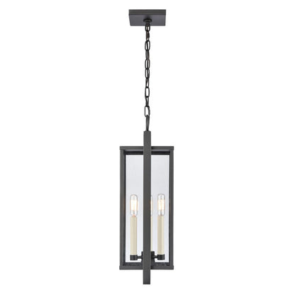 Atlas Lighting Gladwyn 8in 3-Light Outdoor Pendant | Transitional Matte Black and Clear Glass | Covered Porch & Entryway | Model OL11031-BK
