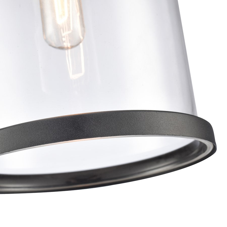 Atlas Lighting Hopkins 7in 1-Light Outdoor Pendant | Transitional Charcoal Black and Clear Glass | Covered Porch & Entryway | Model OL11032-BK