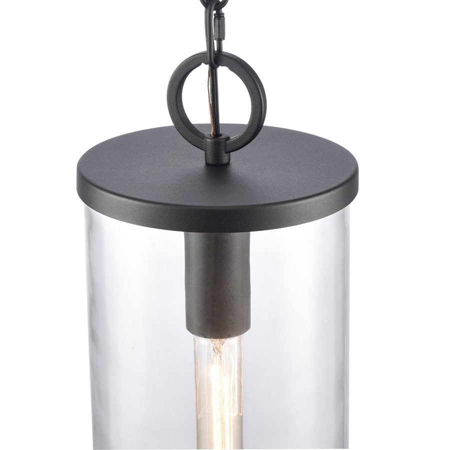 Atlas Lighting Hopkins 7in 1-Light Outdoor Pendant | Transitional Charcoal Black and Clear Glass | Covered Porch & Entryway | Model OL11032-BK