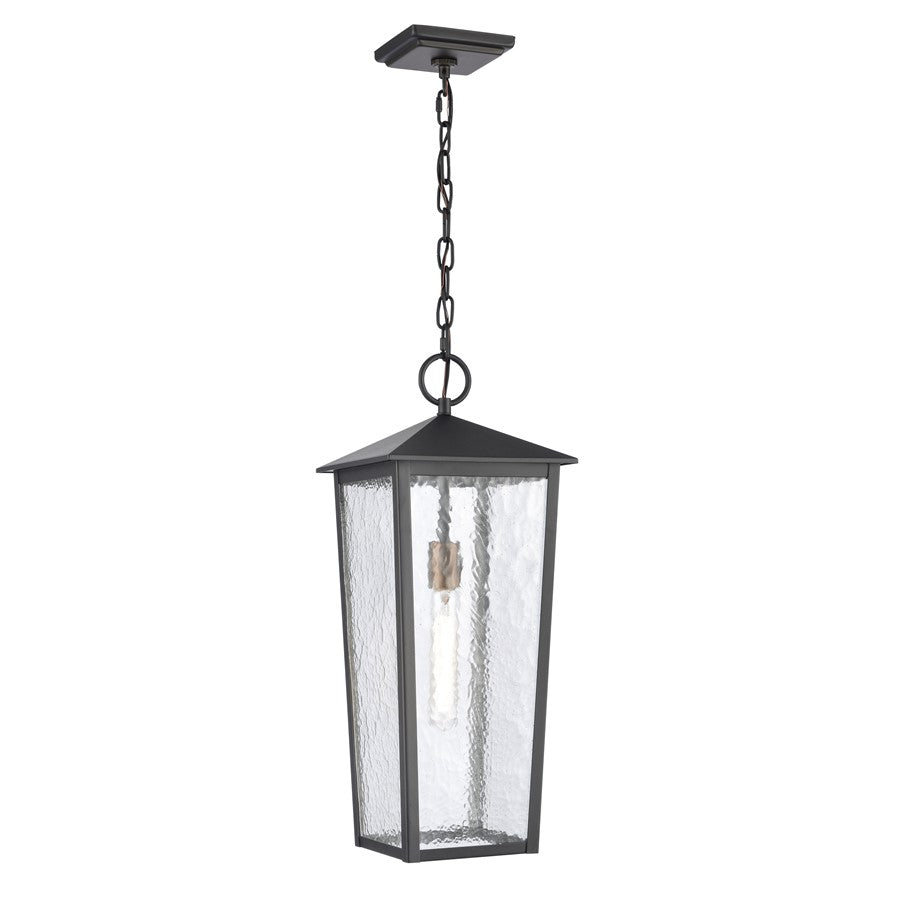 Atlas Lighting Marquis 9in 1-Light Outdoor Pendant | Transitional Matte Black and Chemical OZ with Clear Glass | Covered Porch | Model OL11036-BK