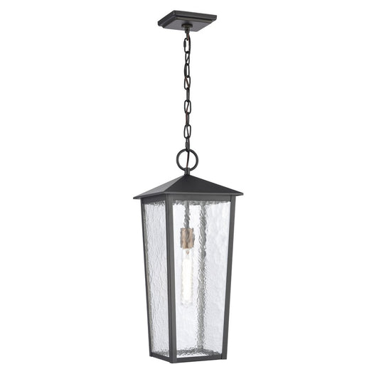 Atlas Lighting Marquis 9in 1-Light Outdoor Pendant | Transitional Matte Black and Chemical OZ with Clear Glass | Covered Porch | Model OL11036-BK