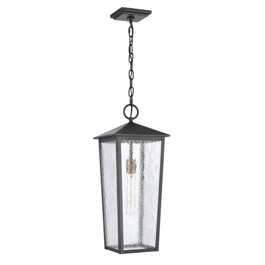 Atlas Lighting Marquis 9in 1-Light Outdoor Pendant | Transitional Matte Black and Chemical OZ with Clear Glass | Covered Porch | Model OL11036-BK