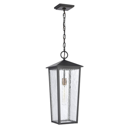 Atlas Lighting Marquis 9in 1-Light Outdoor Pendant | Transitional Matte Black and Chemical OZ with Clear Glass | Covered Porch | Model OL11036-BK