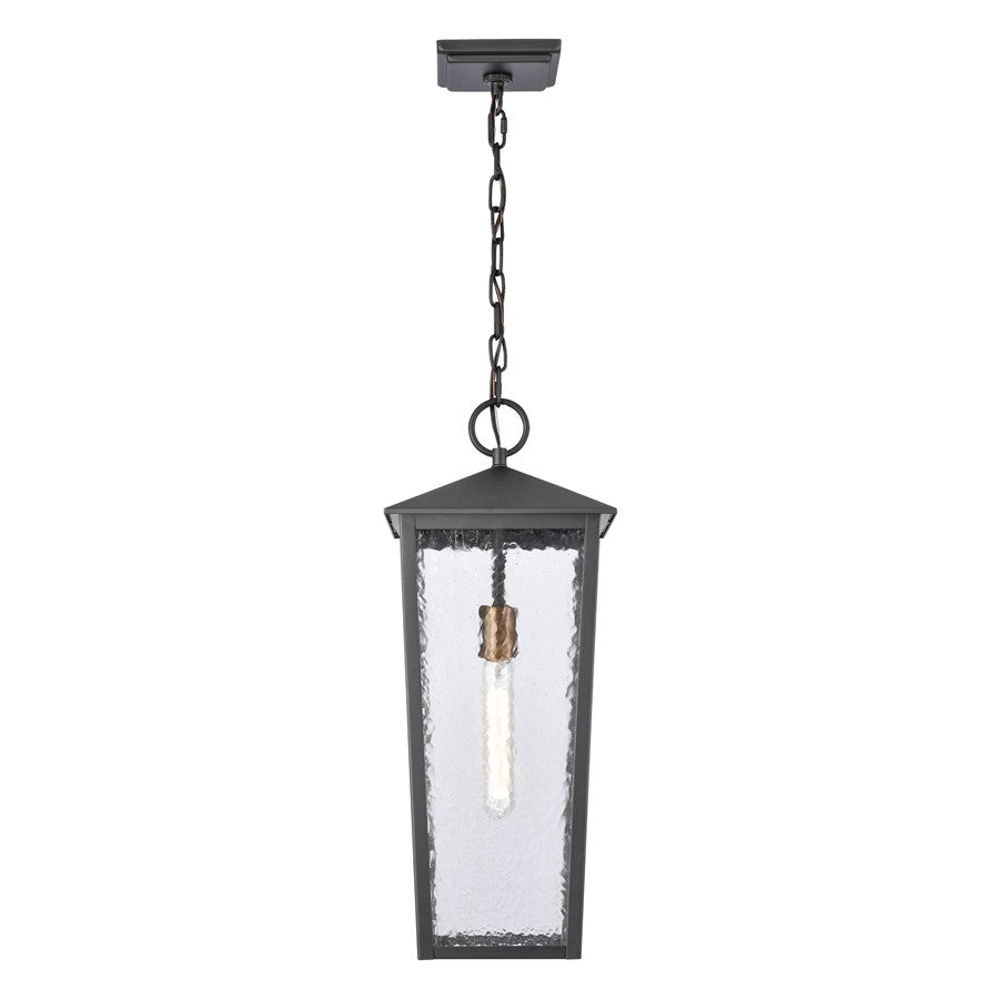 Atlas Lighting Marquis 9in 1-Light Outdoor Pendant | Transitional Matte Black and Chemical OZ with Clear Glass | Covered Porch | Model OL11036-BK
