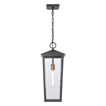 Atlas Lighting Marquis 9in 1-Light Outdoor Pendant | Transitional Matte Black and Chemical OZ with Clear Glass | Covered Porch | Model OL11036-BK