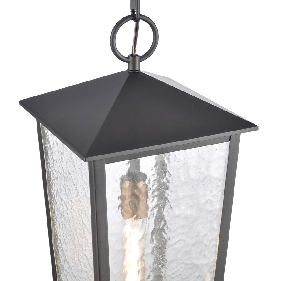 Atlas Lighting Marquis 9in 1-Light Outdoor Pendant | Transitional Matte Black and Chemical OZ with Clear Glass | Covered Porch | Model OL11036-BK
