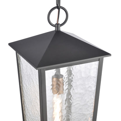 Atlas Lighting Marquis 9in 1-Light Outdoor Pendant | Transitional Matte Black and Chemical OZ with Clear Glass | Covered Porch | Model OL11036-BK